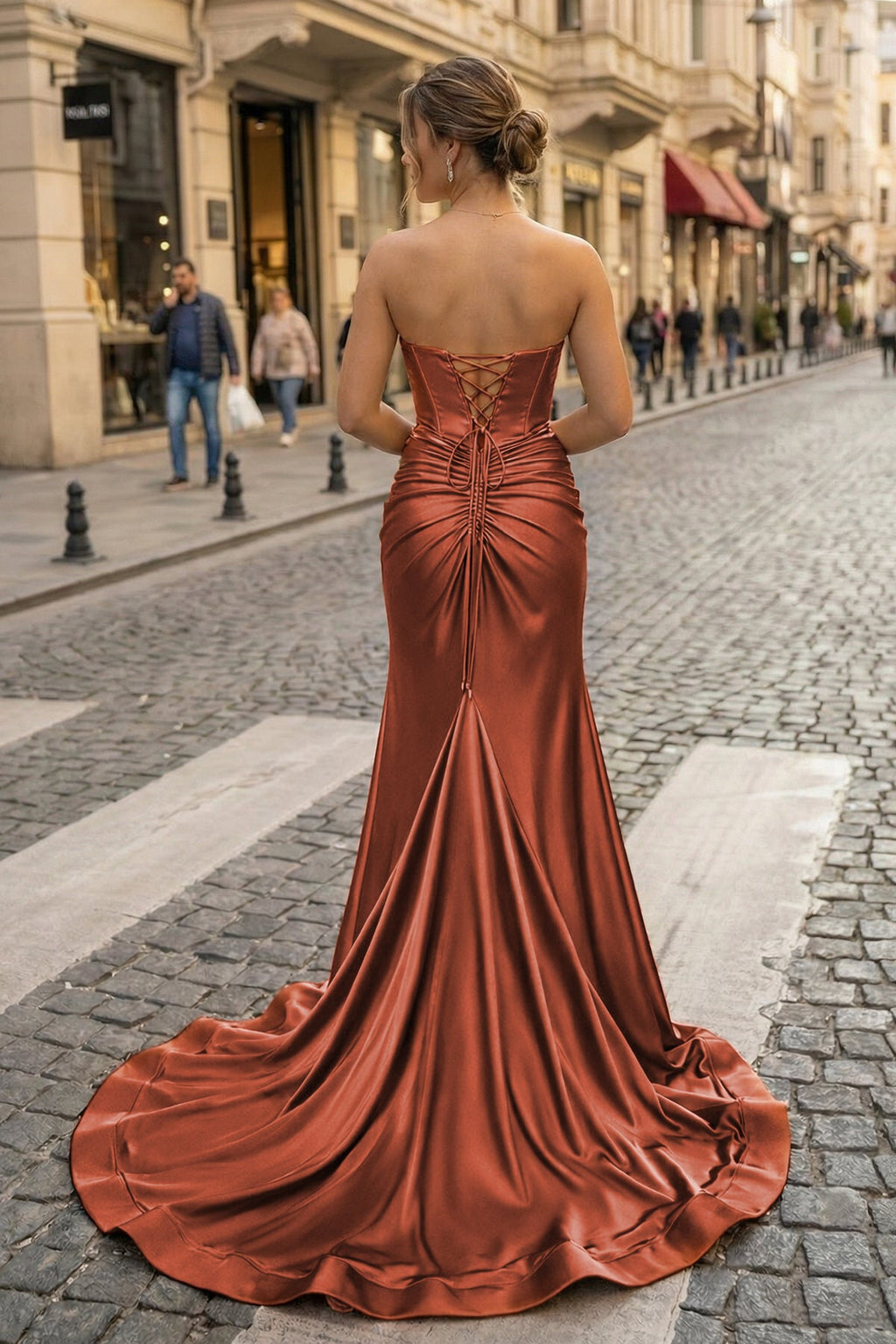 Minerva Fern Brown back view prom dress