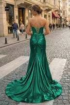 Minerva Fern Emerald back view prom dress