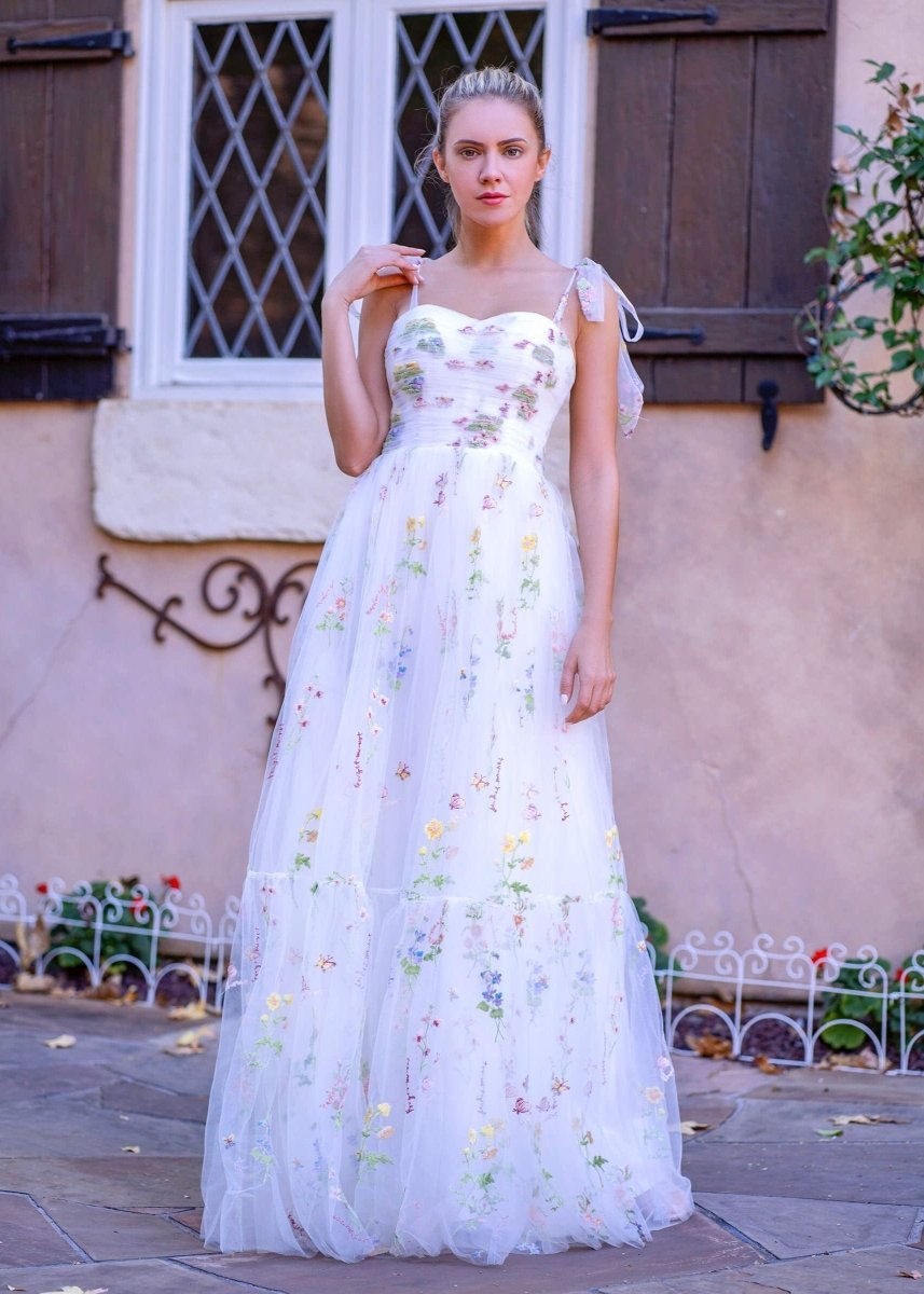 Ariadelle Lake White front view prom dress