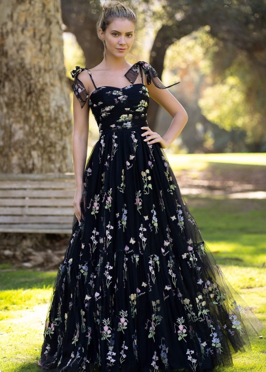 Ariadelle Lake Black front view prom dress