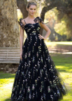 Ariadelle Lake Black front view prom dress