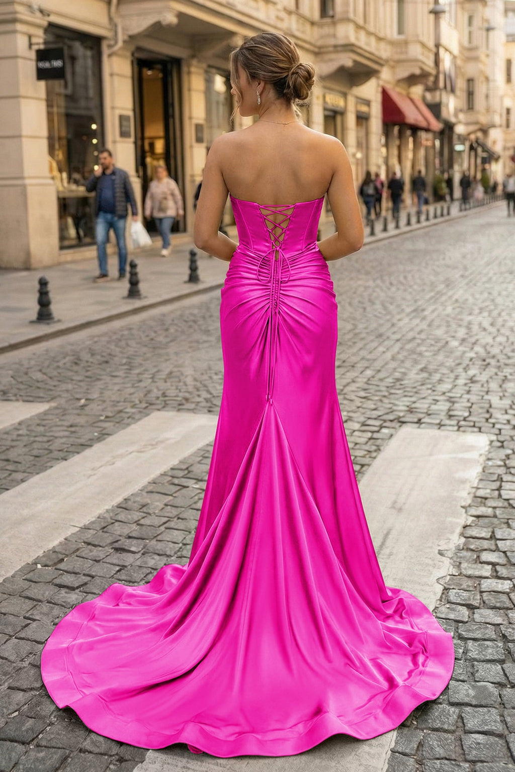 Minerva Fern Fuchsia back view prom dress