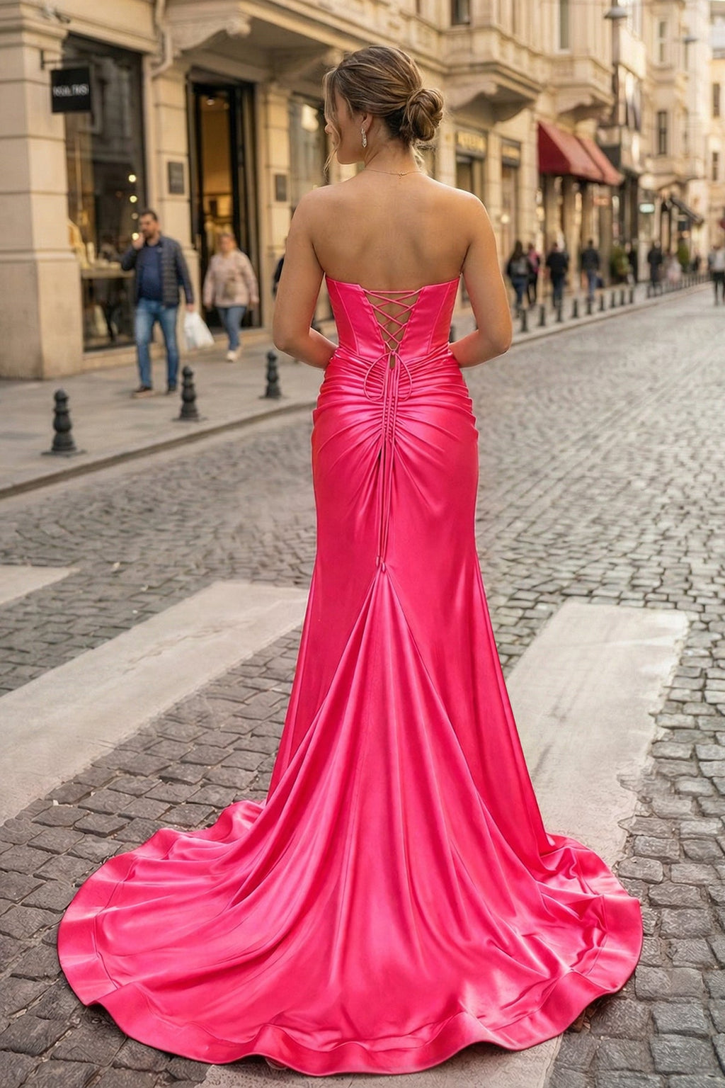 Minerva Fern Hot Pink back view prom dress