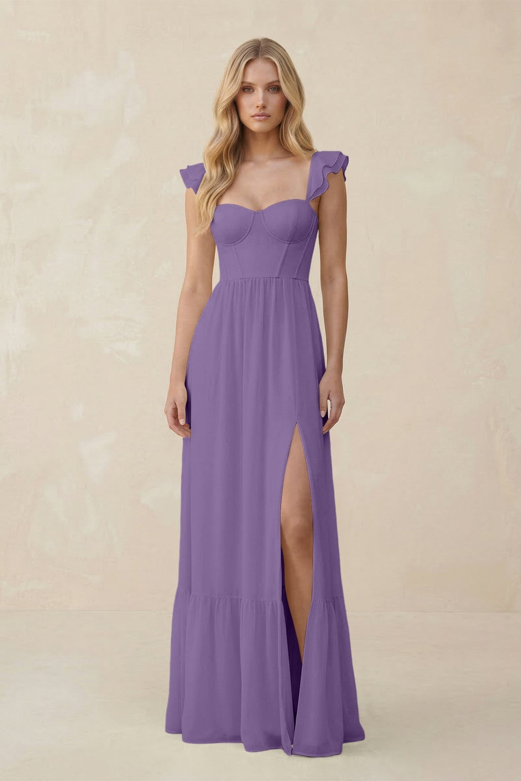 As Picture Chiffon A-Line Bridesmaid Dress with Sweetheart Neckline and Ruffles