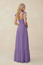 As Picture Chiffon A-Line Bridesmaid Dress with Sweetheart Neckline and Ruffles
