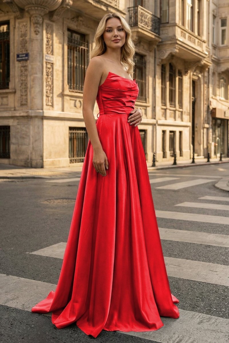 Querina Faye Red front view prom dress