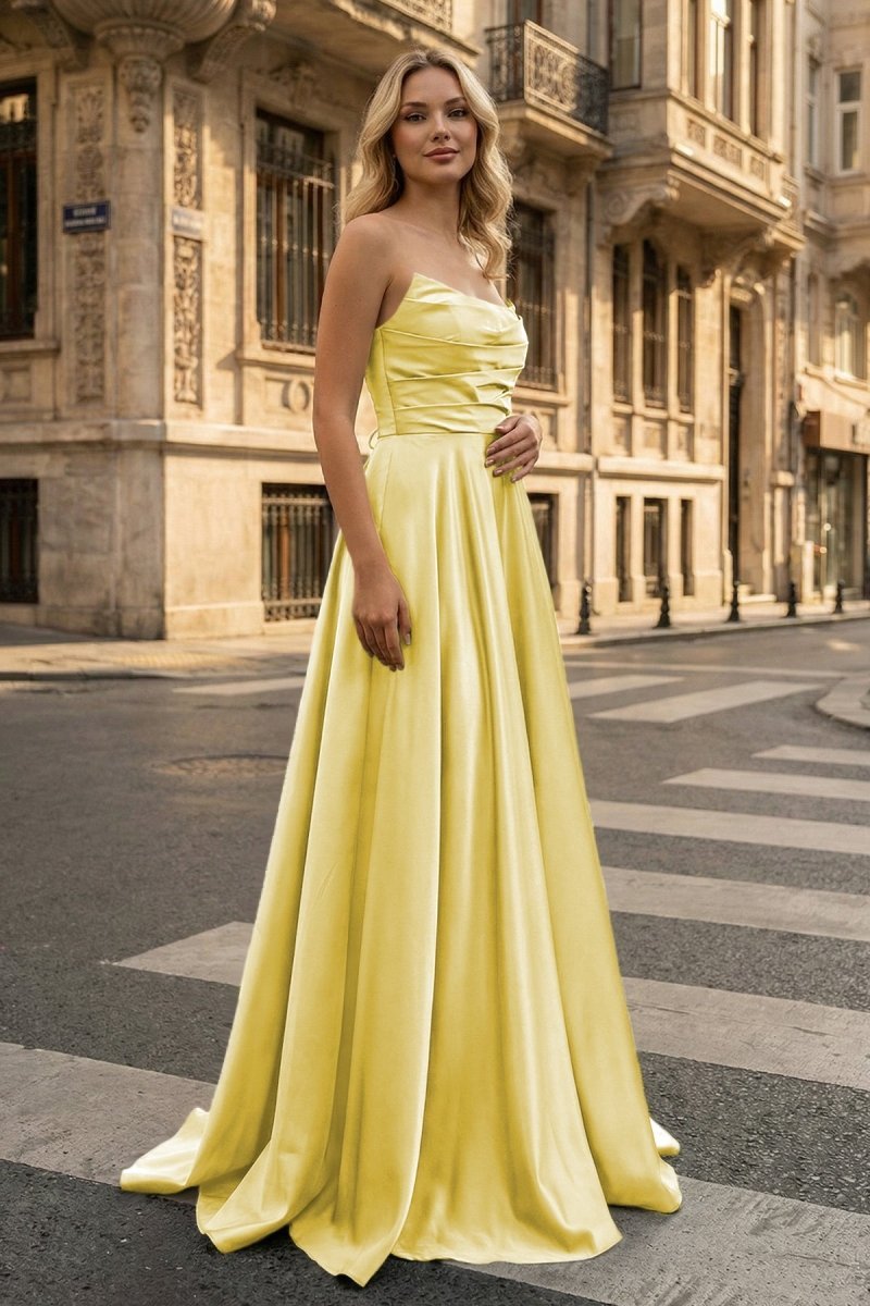 Querina Faye Yellow front view prom dress