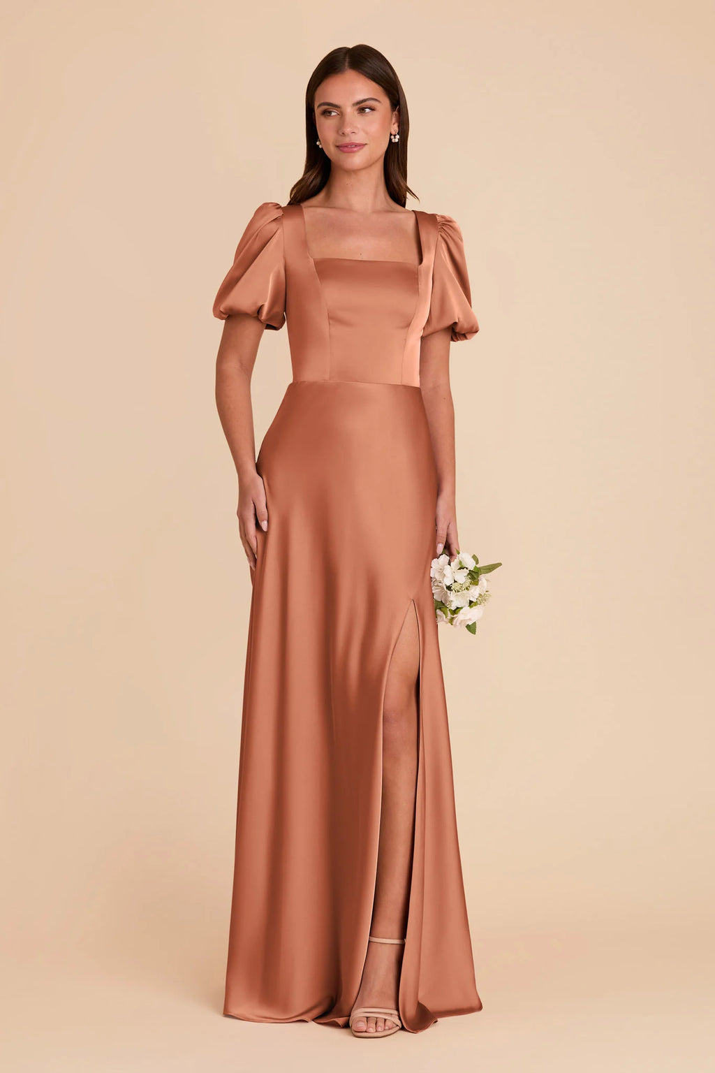 Selene Terracotta front view bridesmaid dress