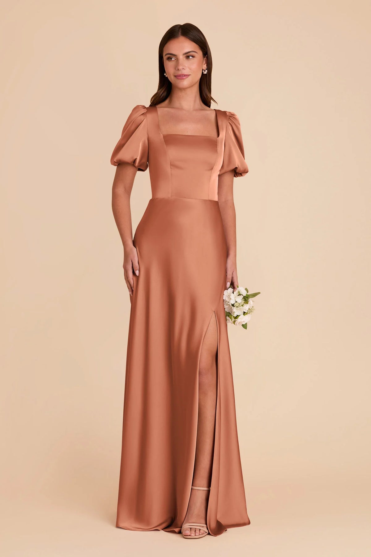 Selene Terracotta front view bridesmaid dress