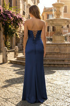 Sweetheart Aqua Blue Sheath Long Formal Prom Gown