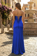 Sweetheart Aqua Blue Sheath Long Formal Prom Gown
