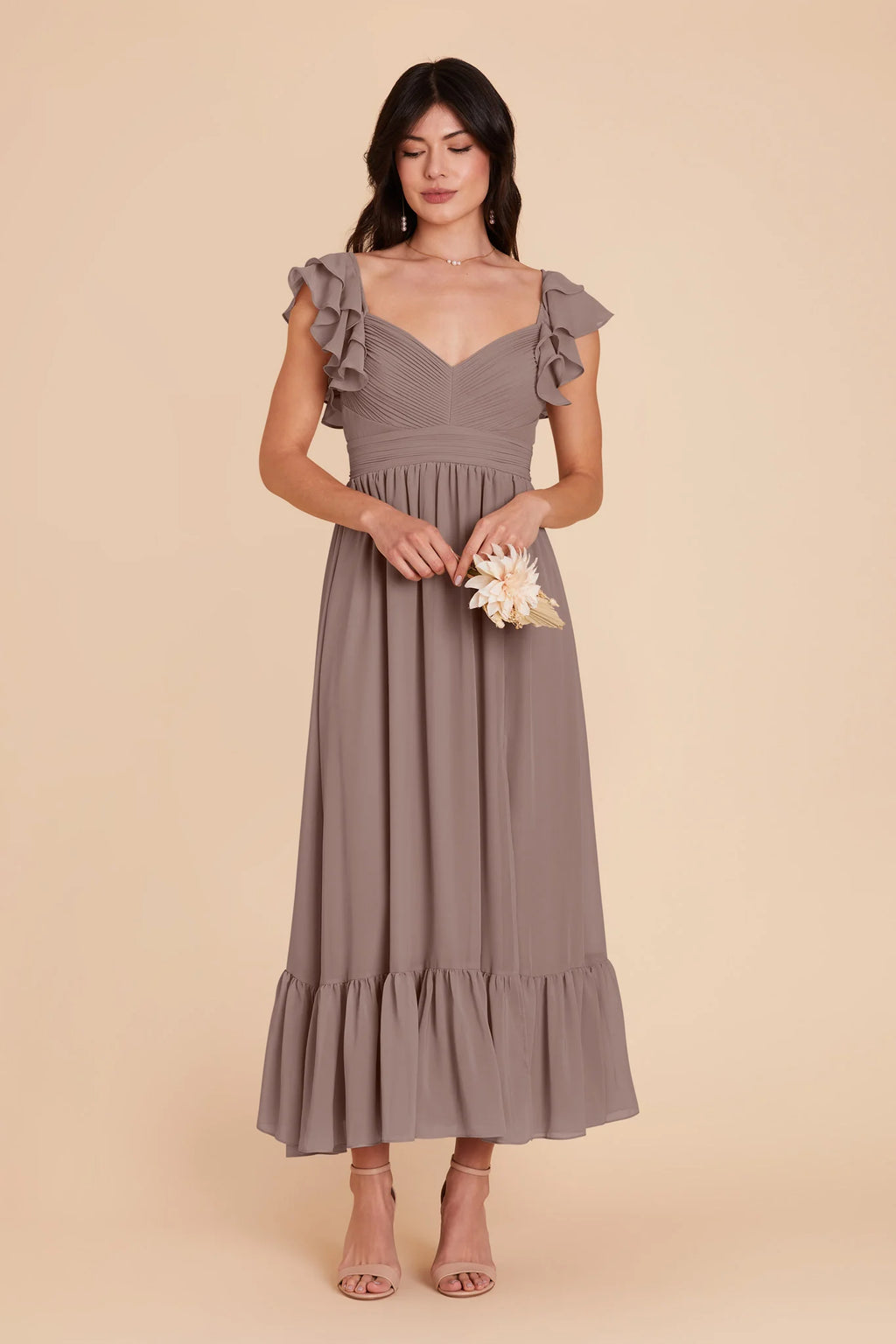 Talia Toffee front view bridesmaid dress