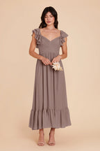 Talia Toffee front view bridesmaid dress