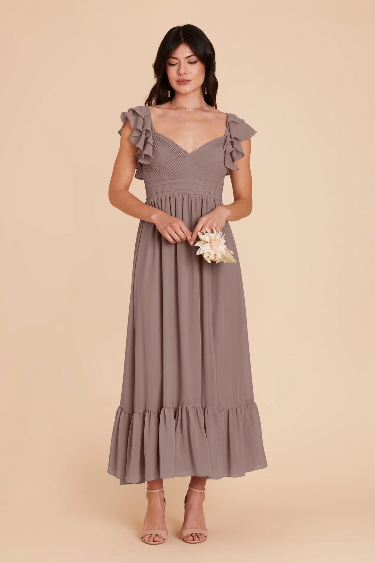 Talia Toffee front view bridesmaid dress