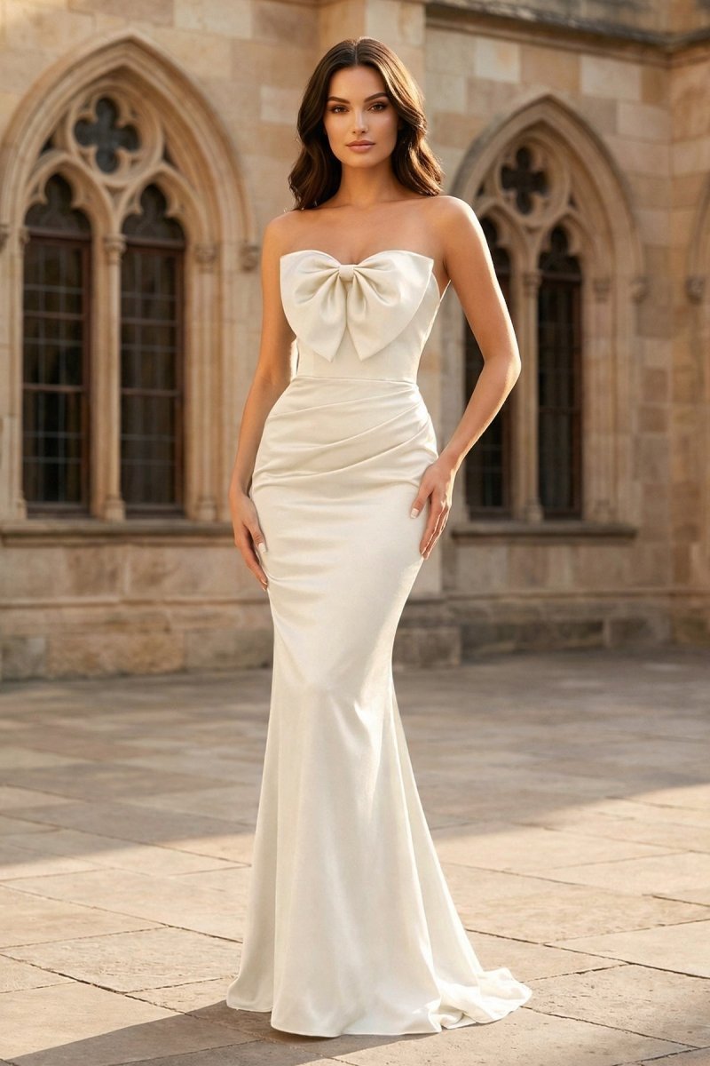 Valencia Skye Ivory front view prom dress