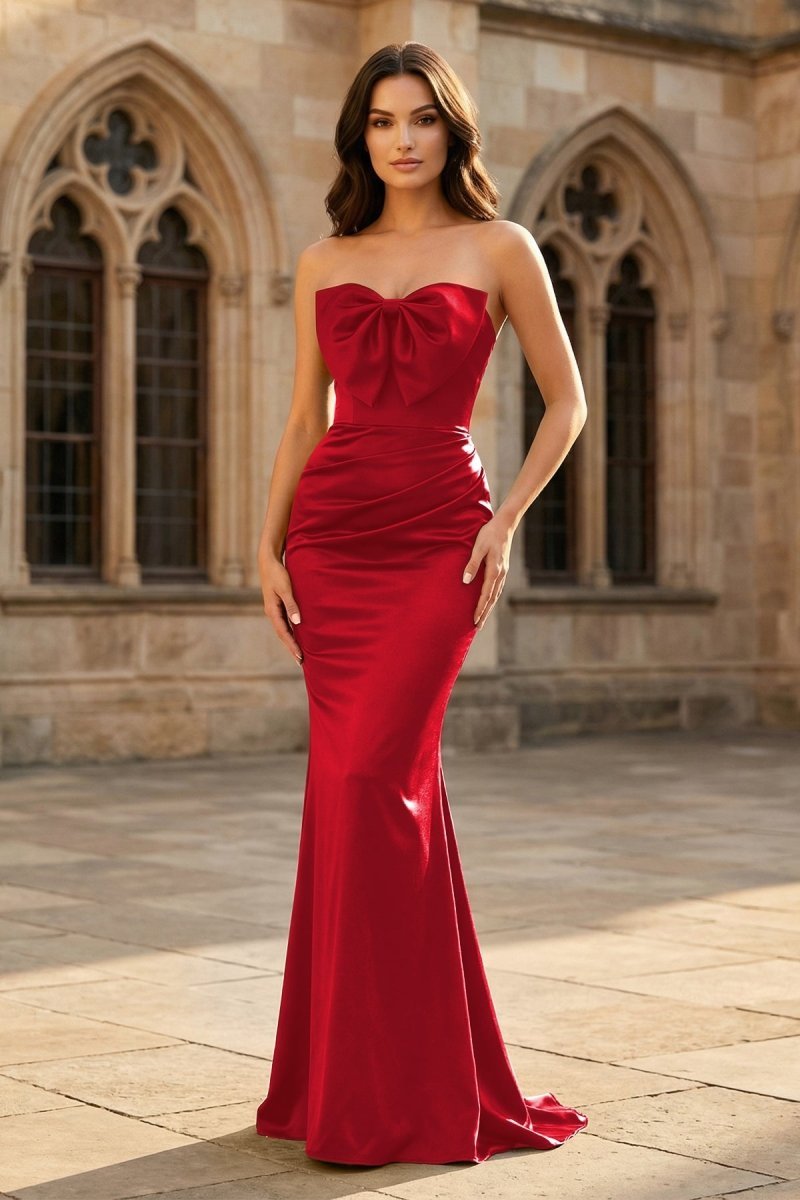Valencia Skye Red front view prom dress