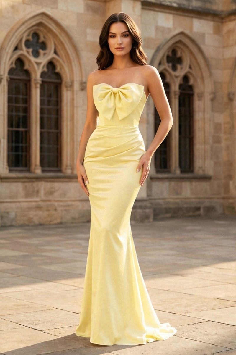 Valencia Skye Yellow front view prom dress