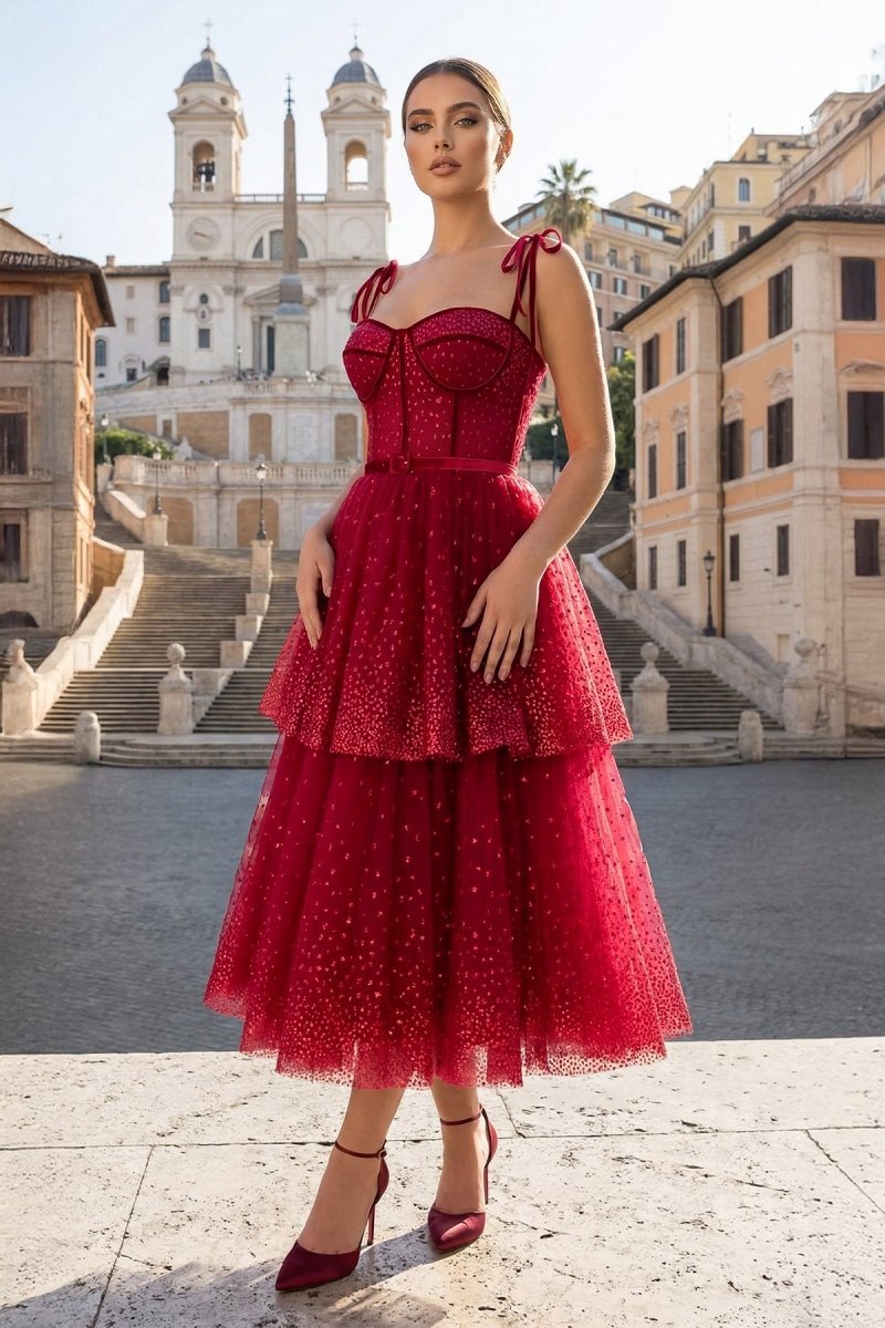 Aurelia Louise Red front view prom dress