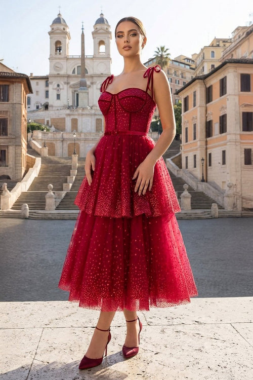 Aurelia Louise Red front view prom dress
