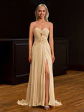 Fuchsia Chiffon A-Line Evening Dress with Sweetheart Neckline and Pleated Detail