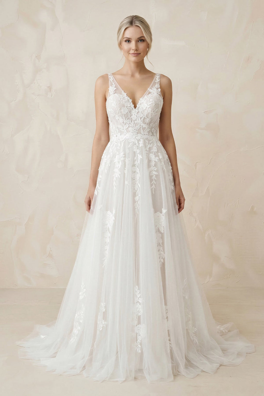 Clarisse June Diamond White front view wedding dress