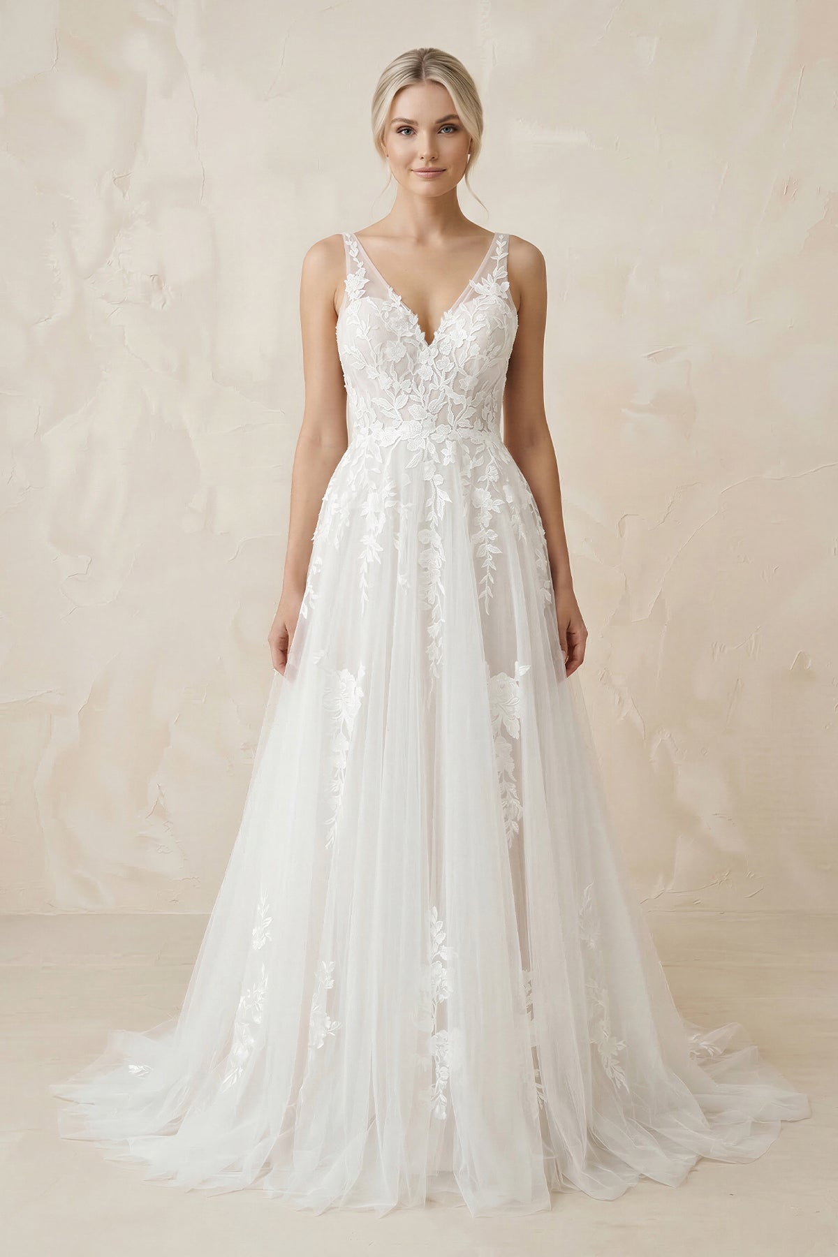 Clarisse June Diamond White front view wedding dress