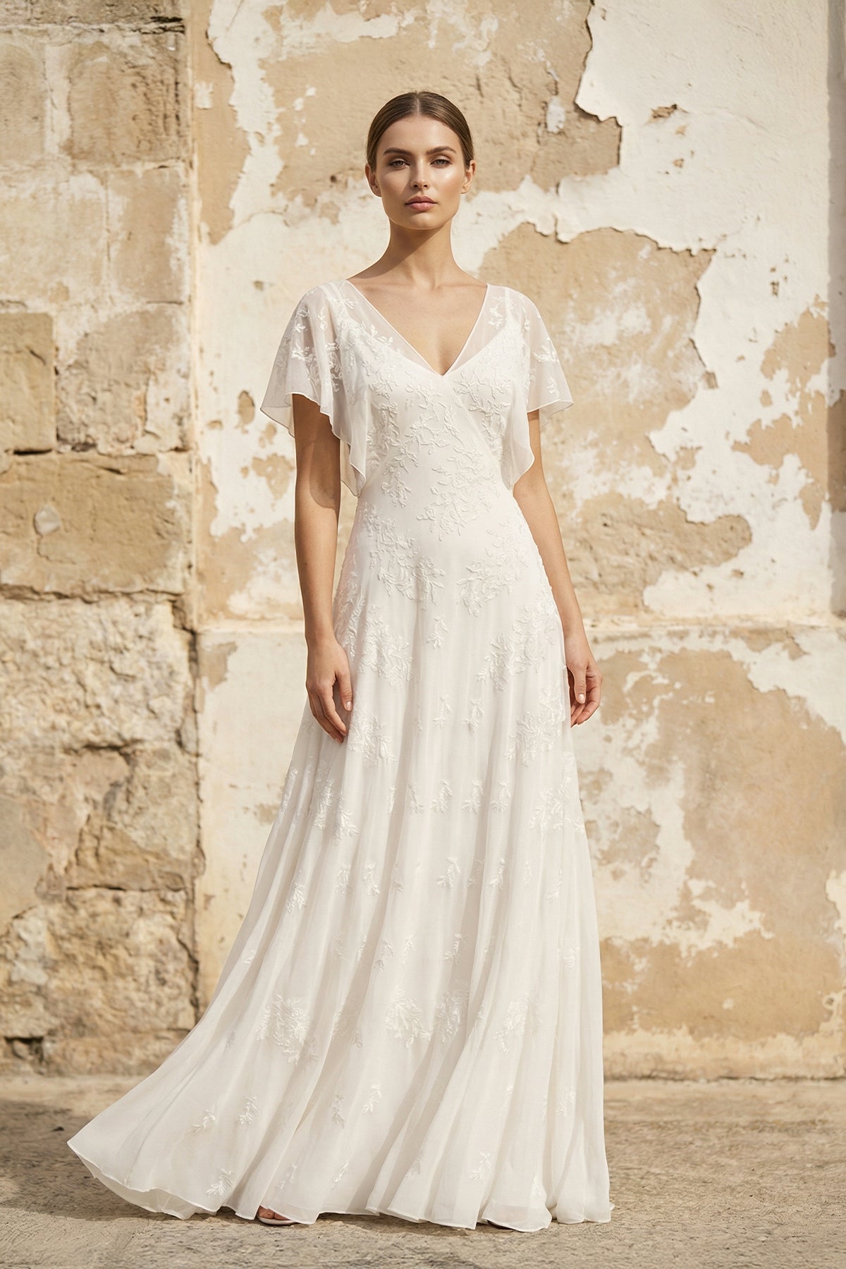 Bellamy Vale Diamond White front view wedding dress