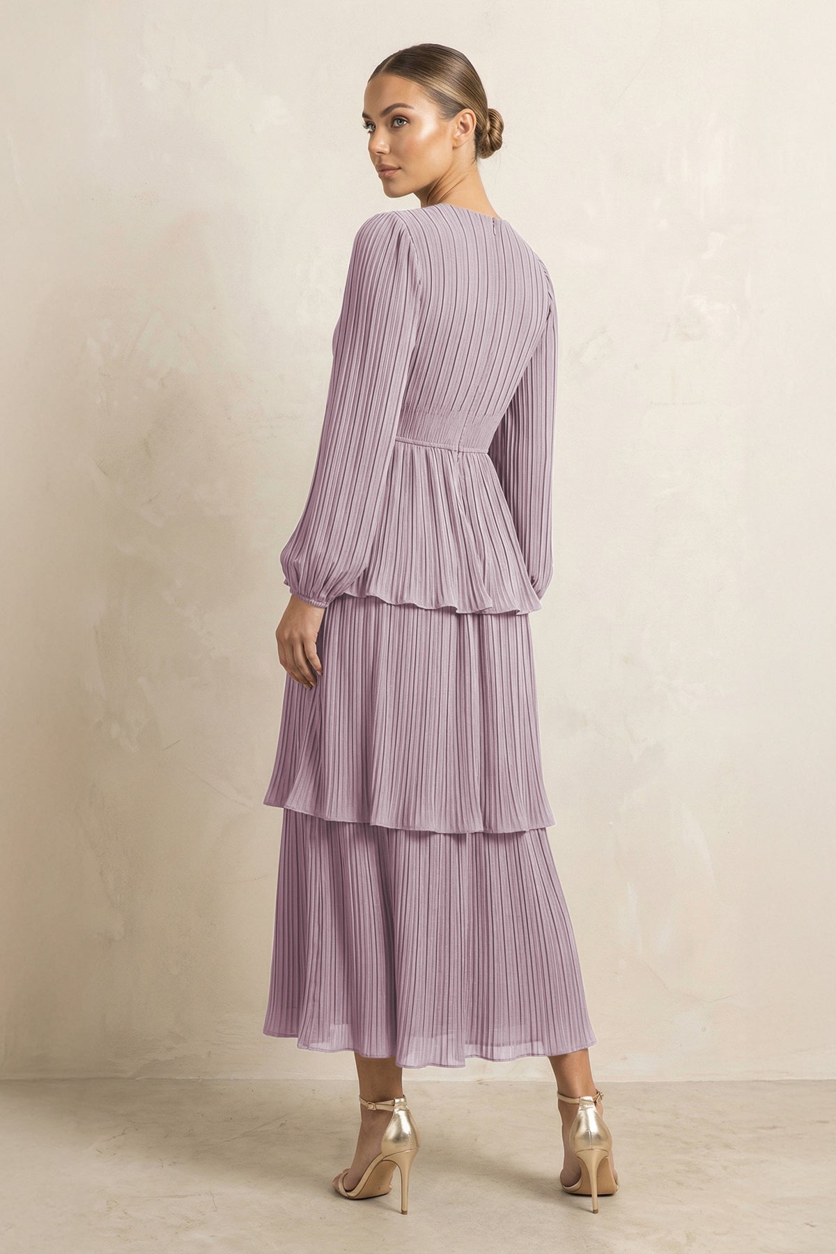As Picture Chiffon A-Line Bridesmaid Dress with V-Neck Neckline