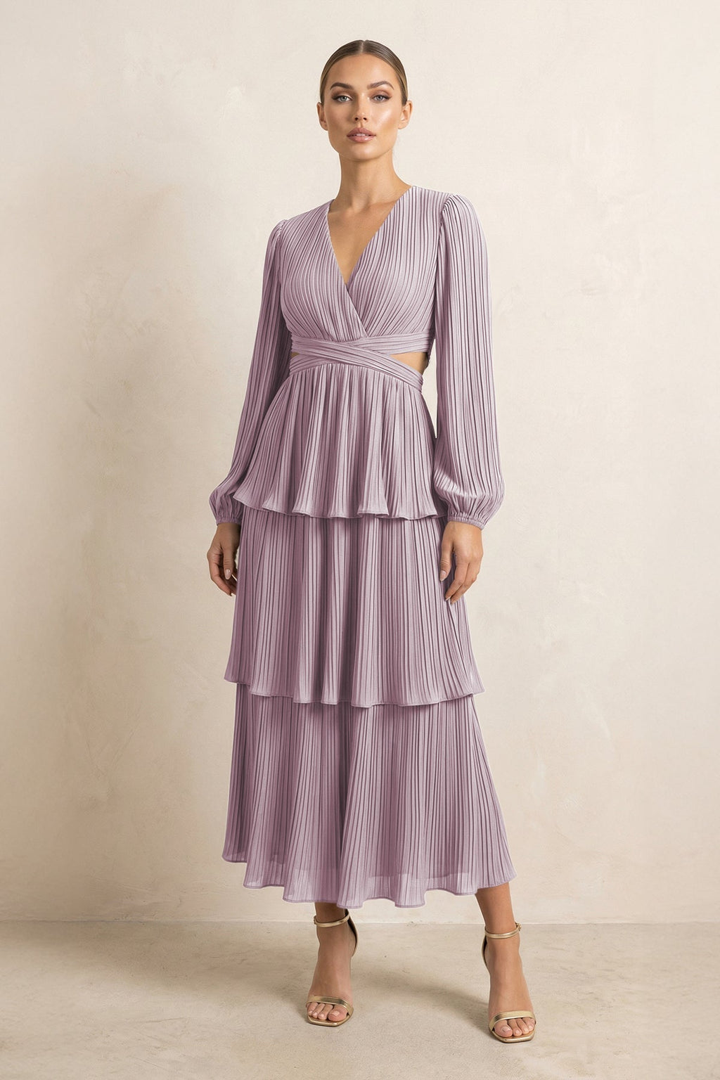 As Picture Chiffon A-Line Bridesmaid Dress with V-Neck Neckline