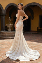 Nerissa Sol White back view prom dress