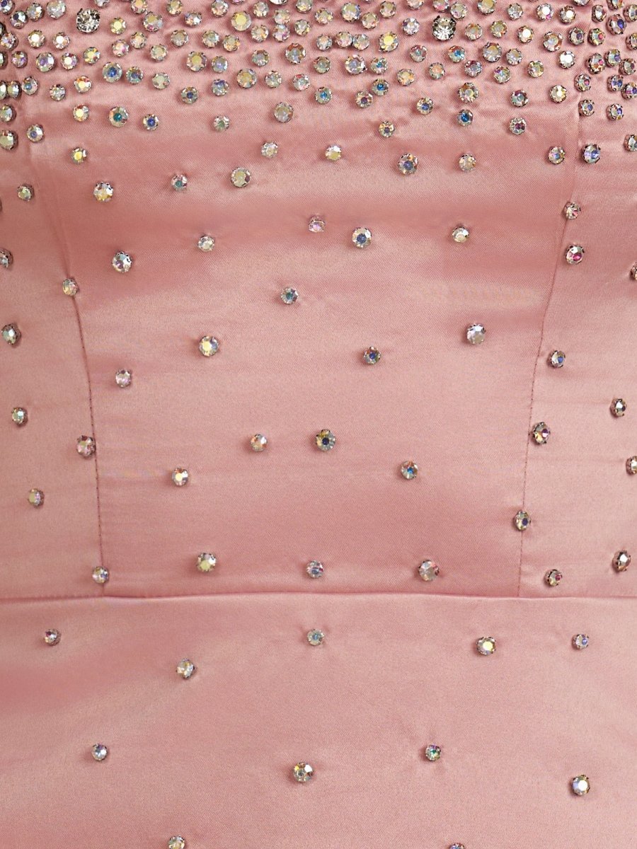 Pink Scoop Neck Satin Short Strapless Homecoming Dress With Bows