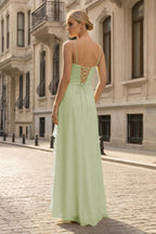 Yellow Chiffon Mermaid Evening Dress with Spaghetti Straps Neckline and Ruffles