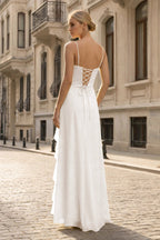 Yellow Chiffon Mermaid Evening Dress with Spaghetti Straps Neckline and Ruffles