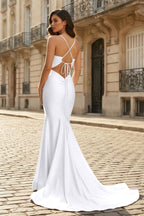 Leontine Dove White back view prom dress
