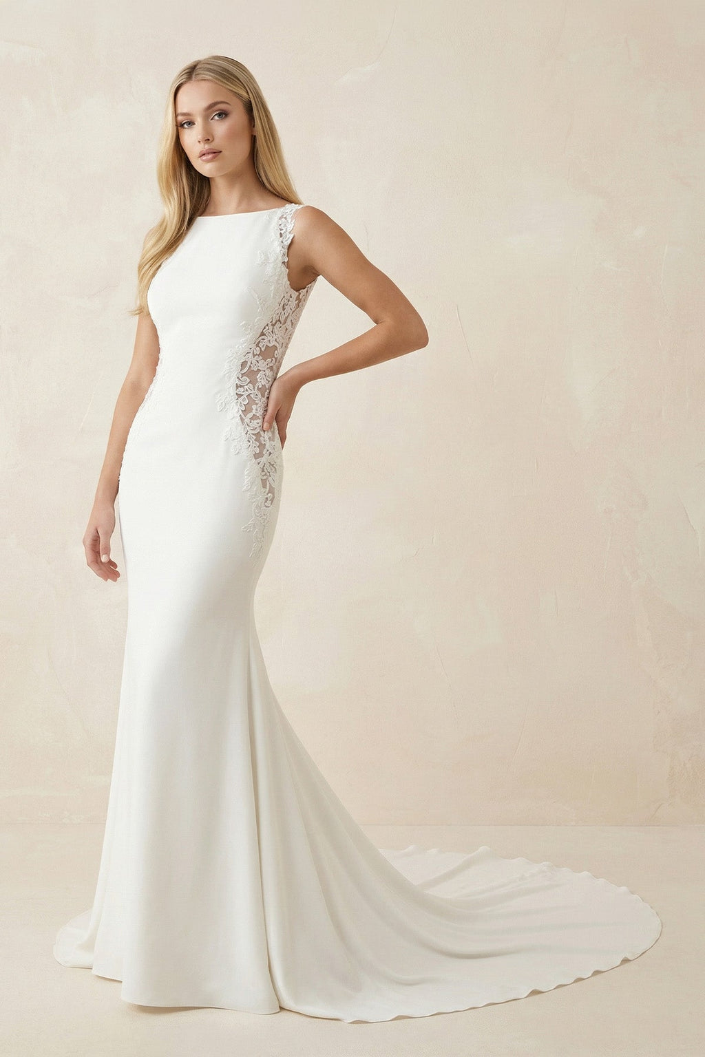 Linnea Diamond White front view wedding dress
