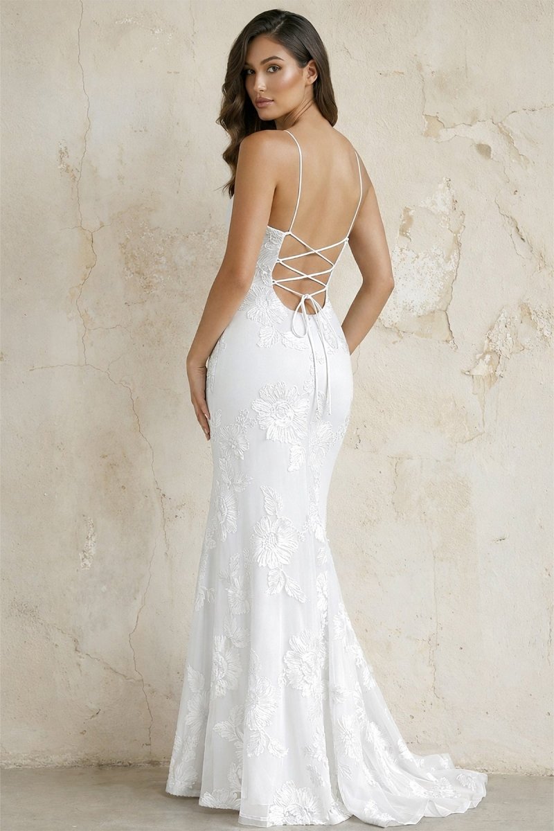 Sky Blue Spaghetti Straps Mermaid Tulle Long Formal Prom Gown With Appliques