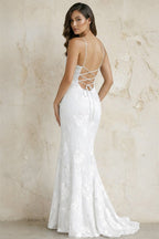 Sky Blue Spaghetti Straps Mermaid Tulle Long Formal Prom Gown With Appliques