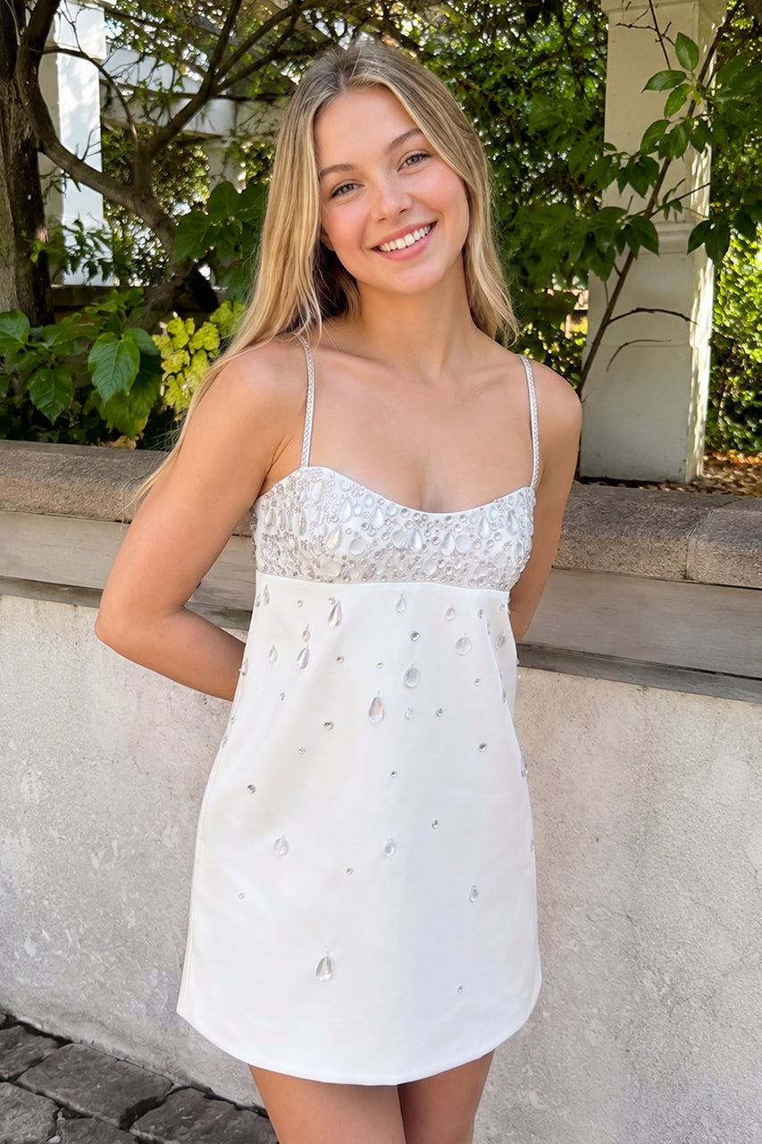 Alouette White front view homecoming dress