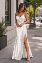 Adelise Winter White front view prom dress