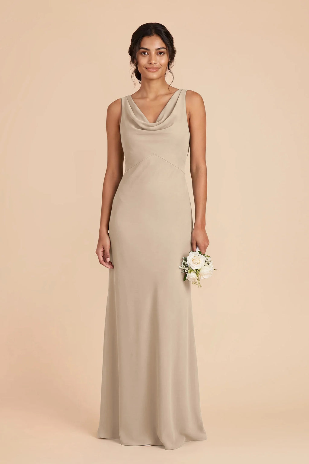 Odette Almond front view bridesmaid dress