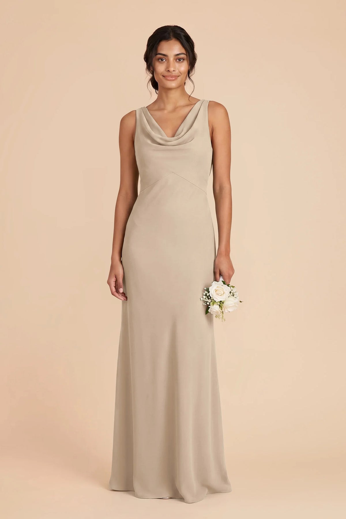 Odette Almond front view bridesmaid dress