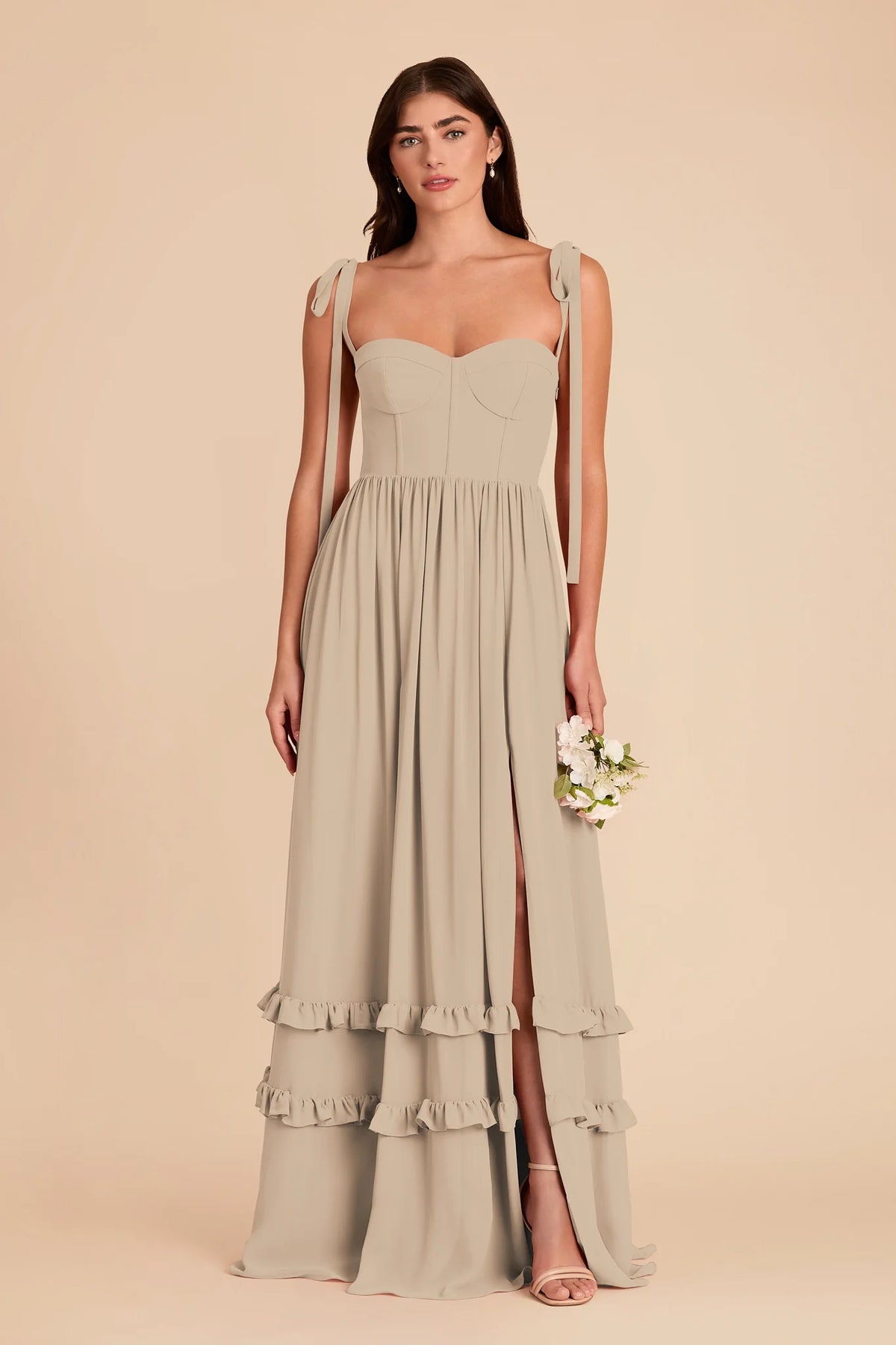 Daphne Almond front view bridesmaid dress