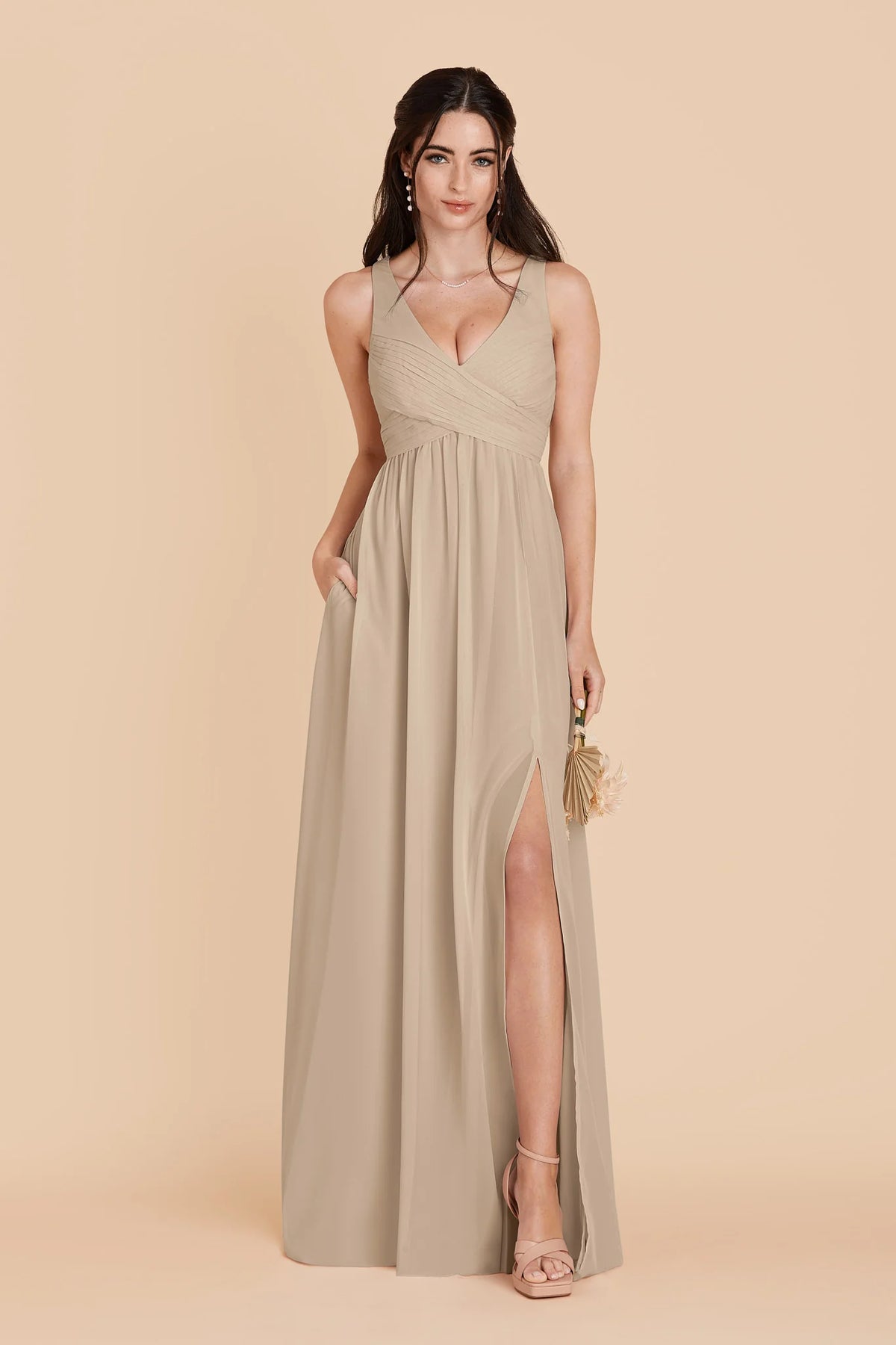Annelise Almond front view bridesmaid dress