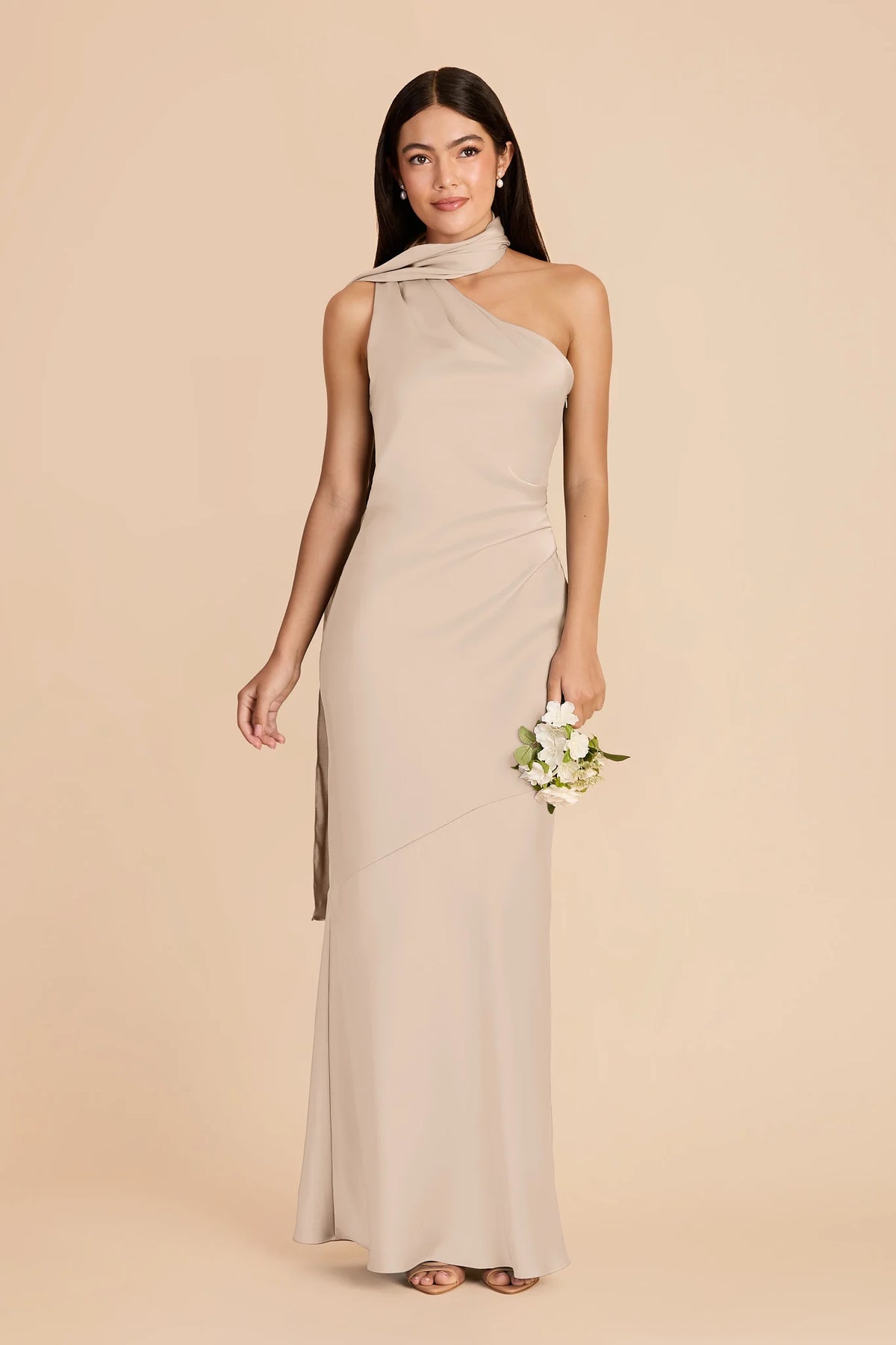 Ariadne Almond front view bridesmaid dress