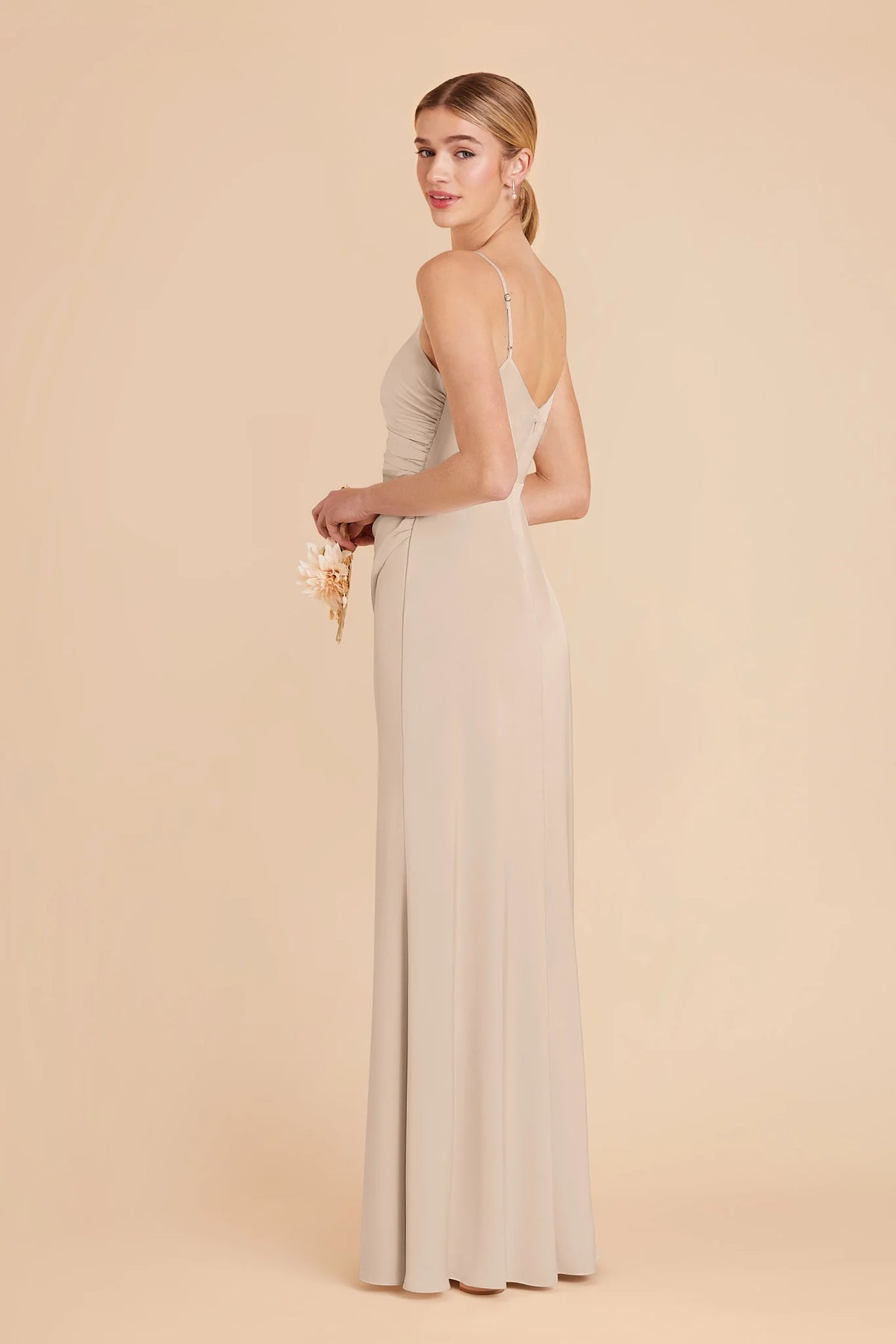 Elara Almond front view bridesmaid dress