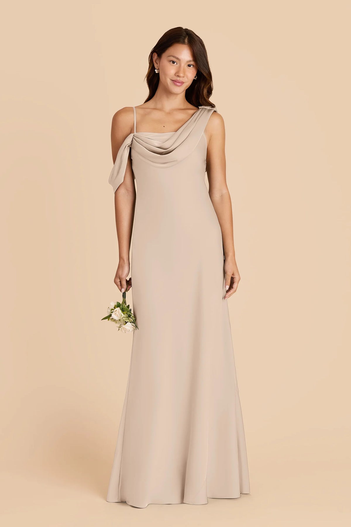 Thalia Almond front view bridesmaid dress