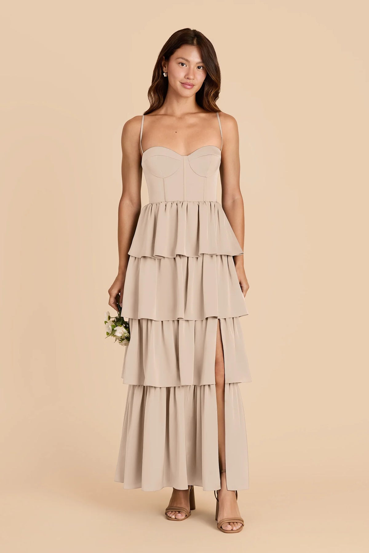 Calista Almond front view bridesmaid dress