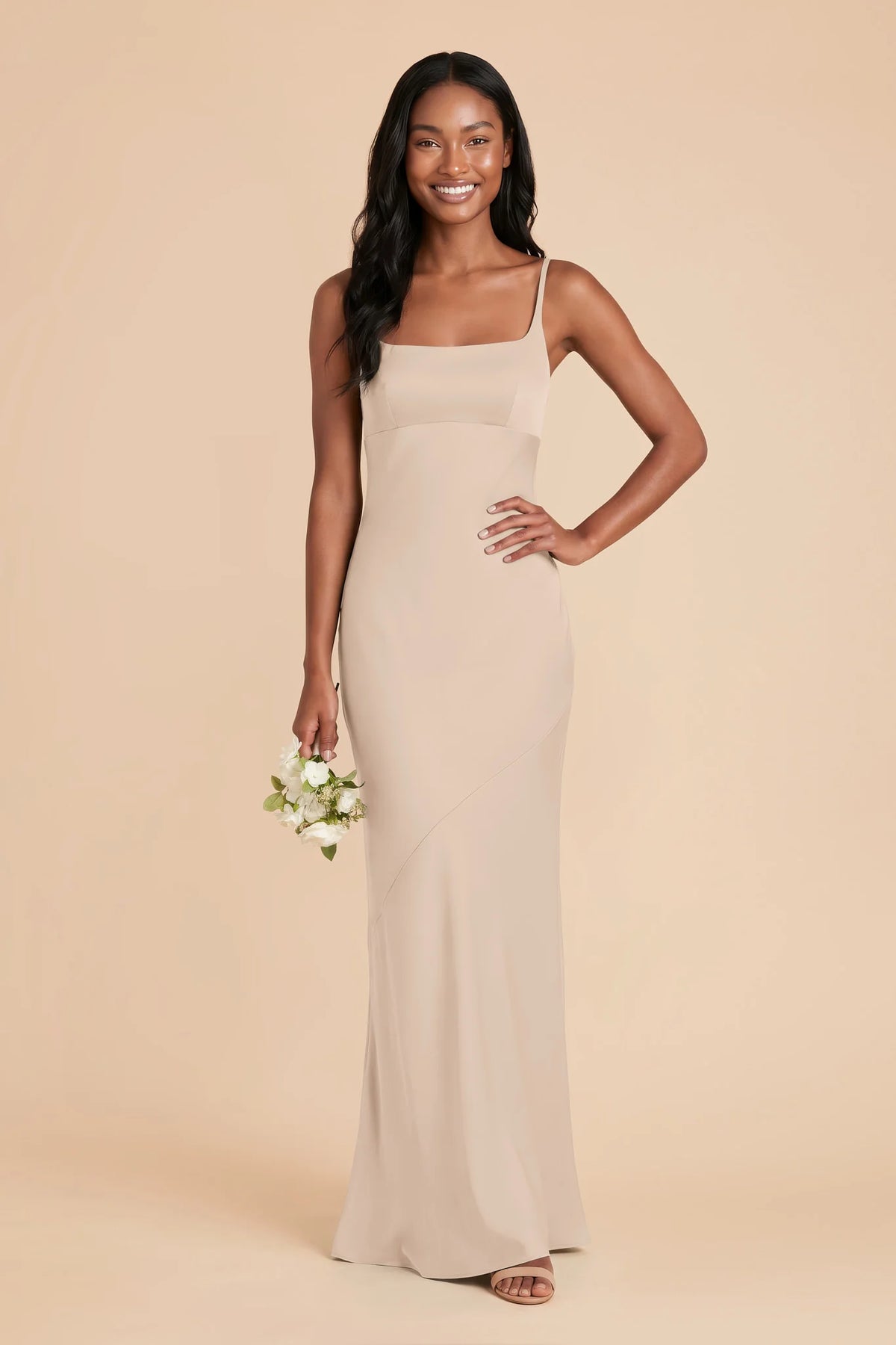 Noelle Almond front view bridesmaid dress