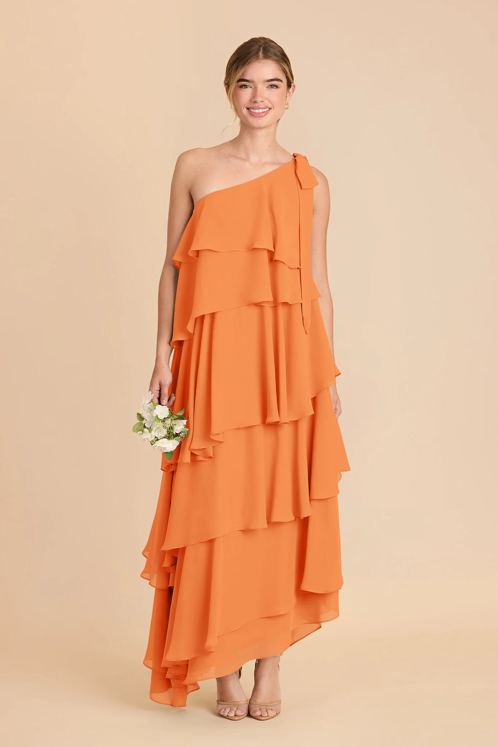 Marisol Apricot front view bridesmaid dress