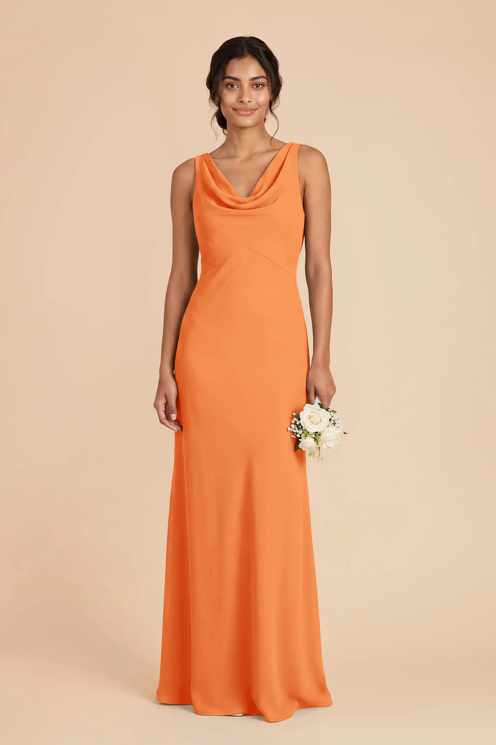 Odette Apricot front view bridesmaid dress